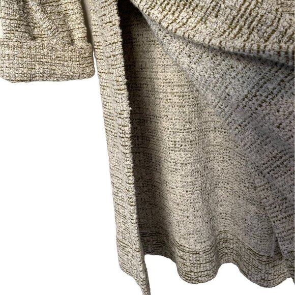 St. John Long Hoodie Sweater Bouclé In Ecru Melange Tweed Knit Hooded Sweatshirt - Picture 10 of 17